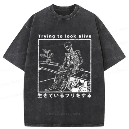 Tokyo-Tiger Ironing Shell Washed T-Shirt