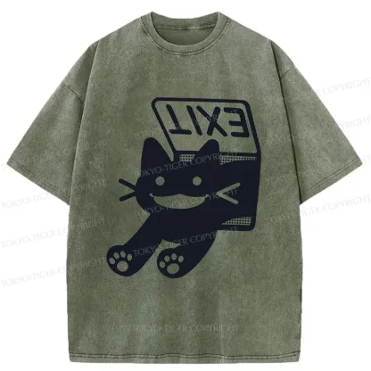 Tokyo-Tiger Cat Is Escaping Washed T-Shirt