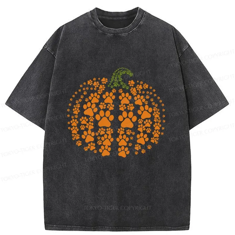 Tokyo-Tiger Cute Pumpkin Washed T-Shirt