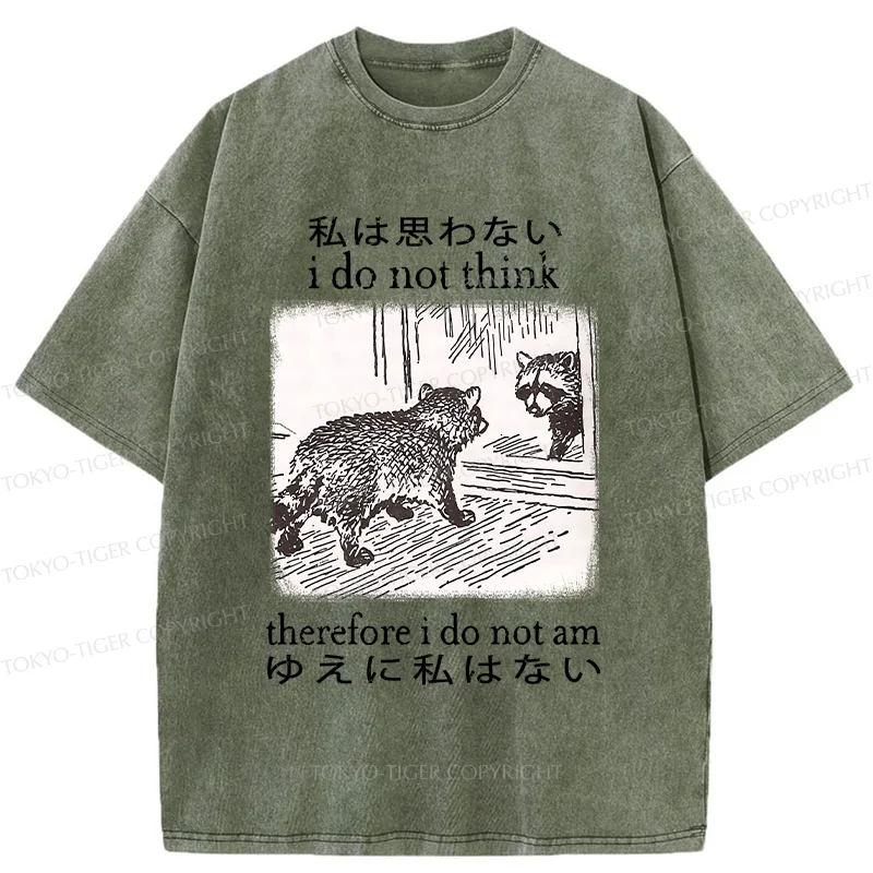 Tokyo-Tiger Raccoon Self-doubt Washed T-Shirt