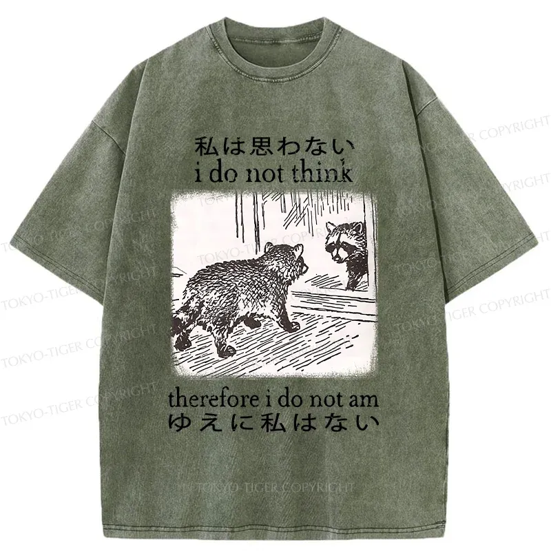 Tokyo-Tiger Raccoon Self-doubt Washed T-Shirt