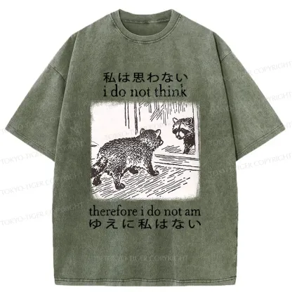 Tokyo-Tiger Raccoon Self-doubt Washed T-Shirt