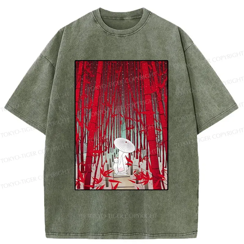 Tokyo-Tiger Japanese Bamboo Forest Washed T-Shirt