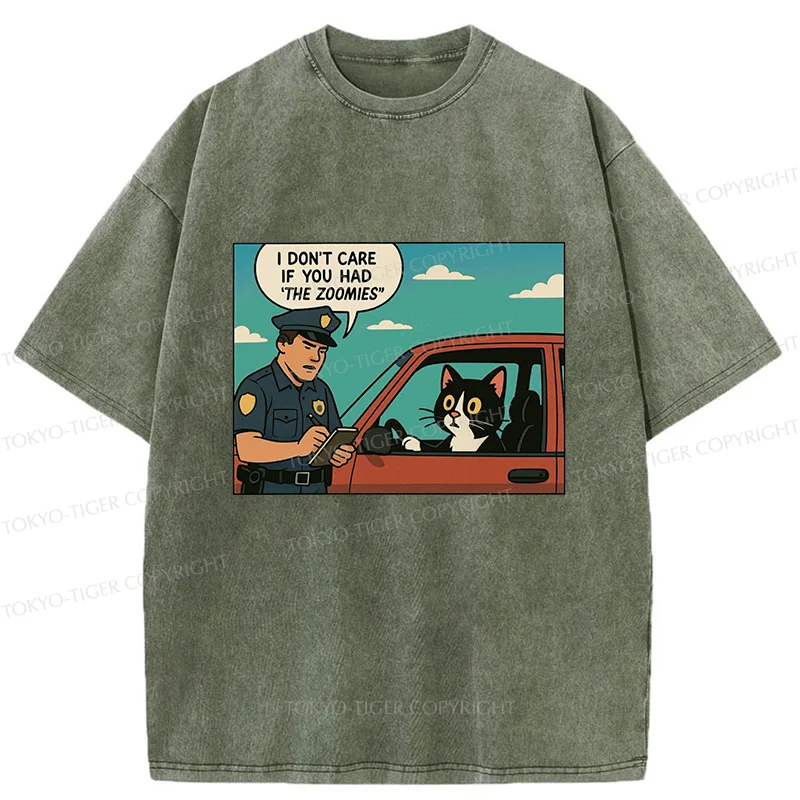 Tokyo-Tiger Cat Gets Ticket For Speeding Washed T-Shirt