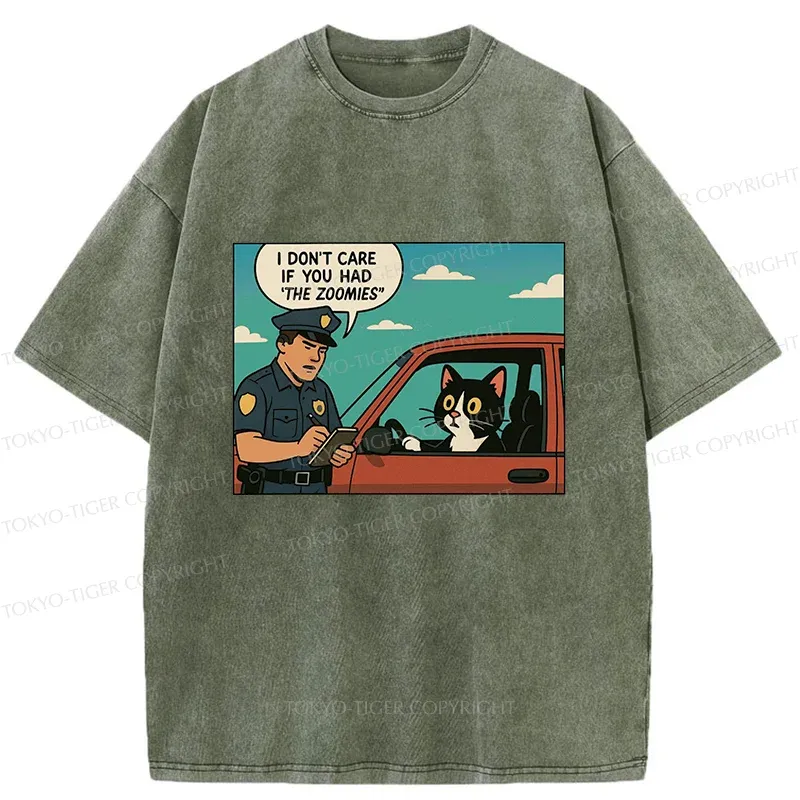 Tokyo-Tiger Cat Gets Ticket For Speeding Washed T-Shirt