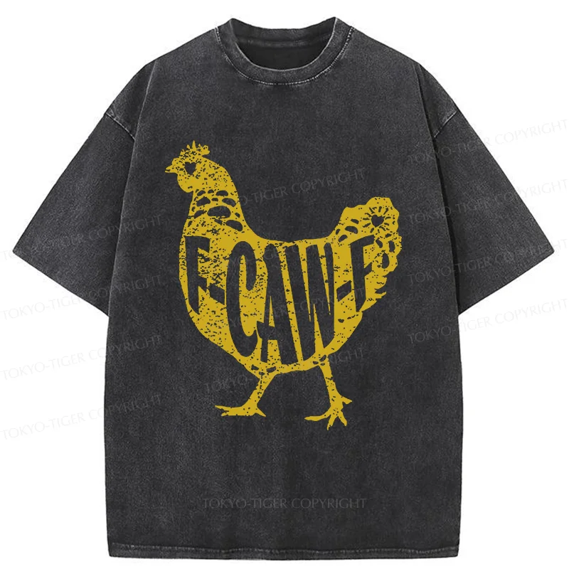 Tokyo-Tiger Cock Crows Funny Washed T-Shirt
