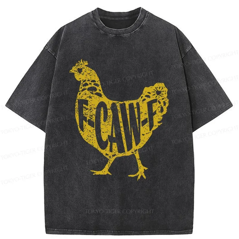 Tokyo-Tiger Cock Crows Funny Washed T-Shirt