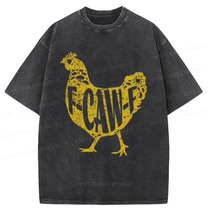 Tokyo-Tiger Cock Crows Funny Washed T-Shirt