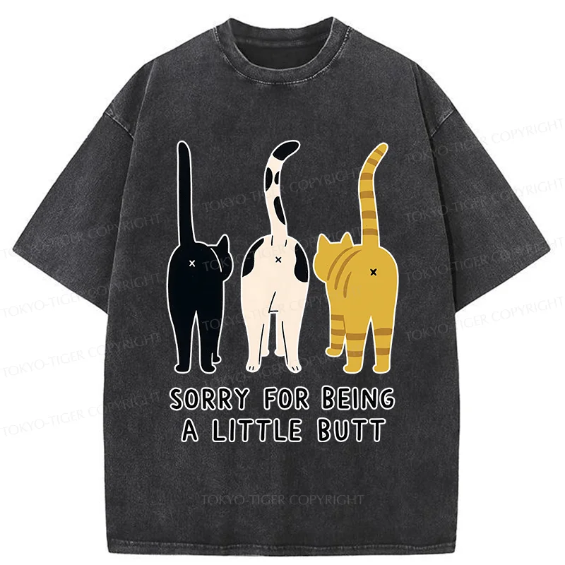 Tokyo-Tiger Cat's Butt Funny Washed T-Shirt