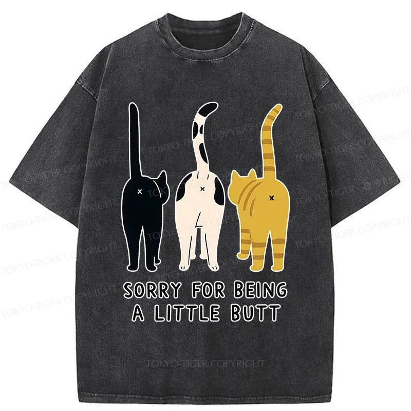 Tokyo-Tiger Cat's Butt Funny Washed T-Shirt