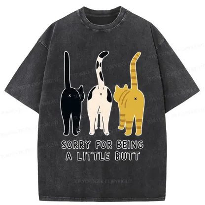 Tokyo-Tiger Cat's Butt Funny Washed T-Shirt