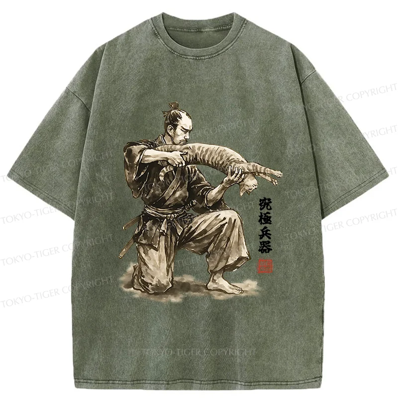 Tokyo-Tiger Ultimate Weapon Funny Washed T-Shirt