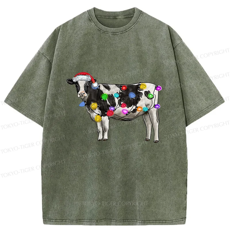Tokyo-Tiger Christmas Cow Washed T-Shirt