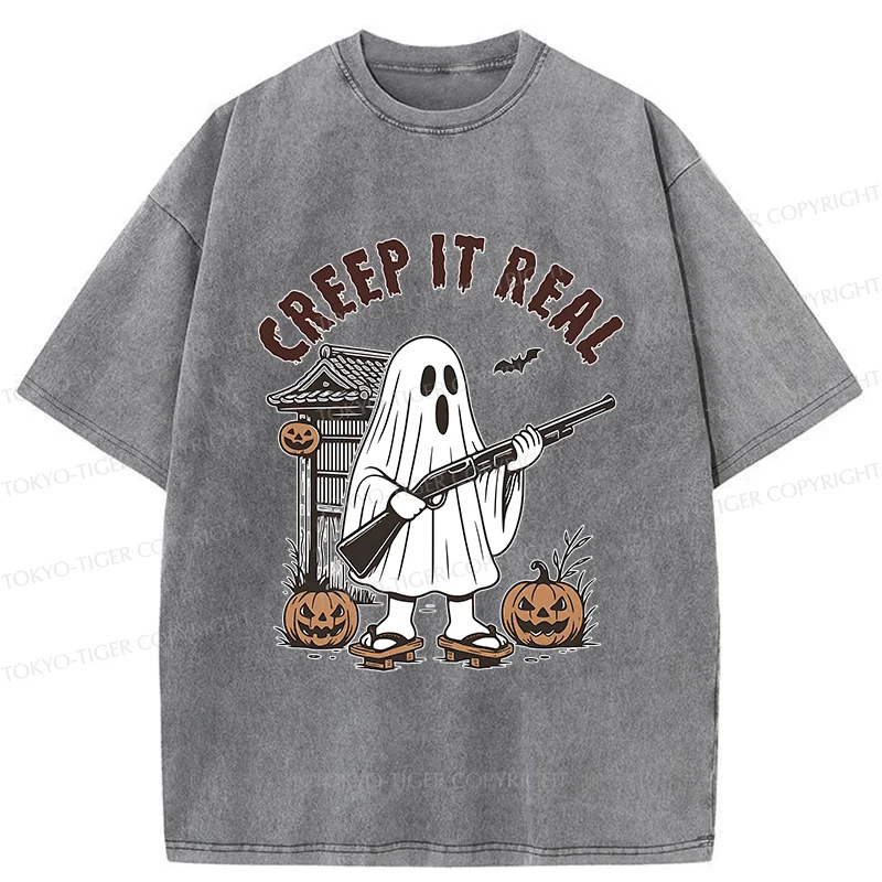 Tokyo-Tiger Halloween Japanese Ghost Washed T-Shirt