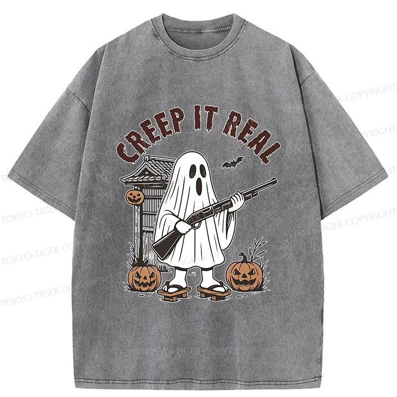 Tokyo-Tiger Halloween Japanese Ghost Washed T-Shirt