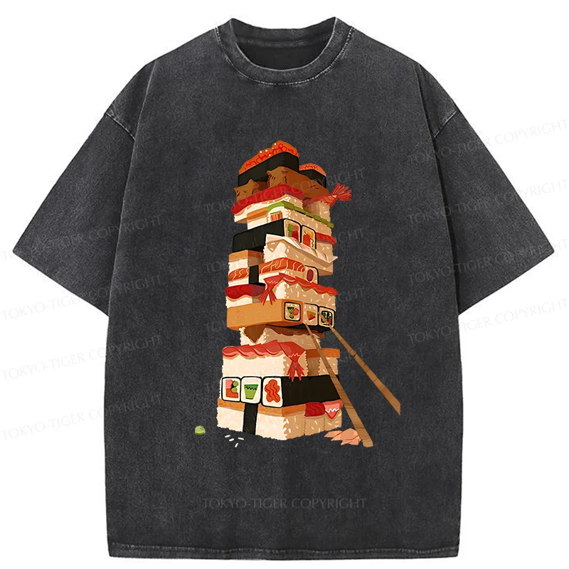 Tokyo-Tiger Sushi Game Washed T-Shirt
