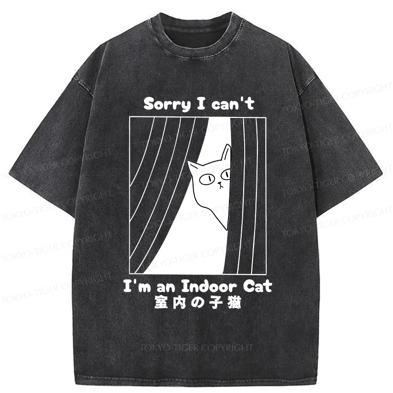 Tokyo-Tiger Indoor Kitten Funny Washed T-Shirt