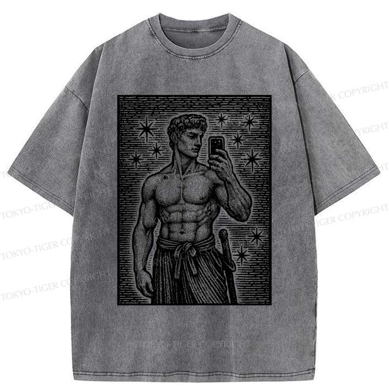 Tokyo-Tiger Workout Selfie David Washed T-Shirt