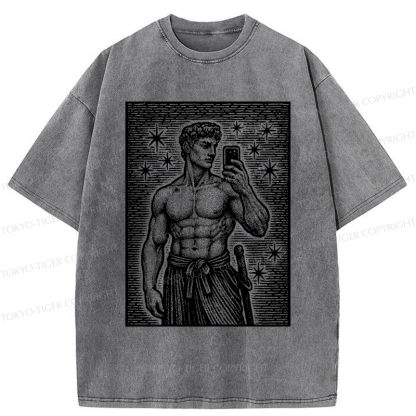 Tokyo-Tiger Workout Selfie David Washed T-Shirt