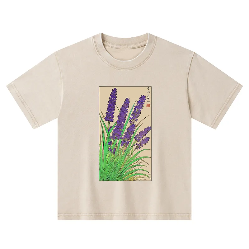Tokyo-Tiger Japanese Lavender Kids Washed T-Shirt