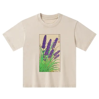 Tokyo-Tiger Japanese Lavender Kids Washed T-Shirt