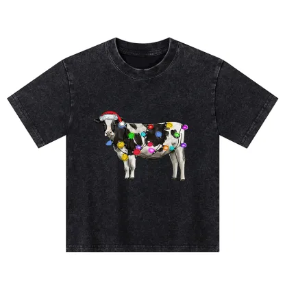 Tokyo-Tiger Christmas Cow Kids Washed T-Shirt