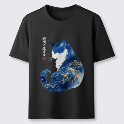 Tokyo-Tiger Retro Zen Cat: Living the Present Classic T-Shirt