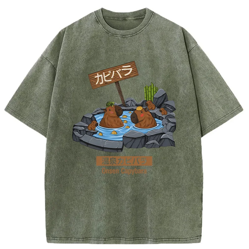 Tokyo-Tiger Onsen Capybara Washed T-Shirt