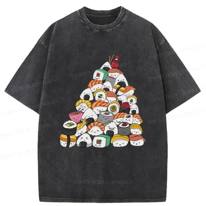 Tokyo-Tiger Christmas Sushi Washed T-Shirt