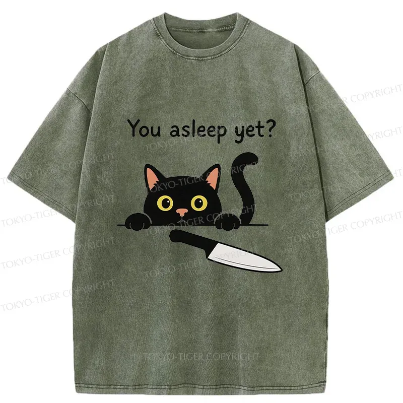 Tokyo-Tiger Cat With Murderous Intent Washed T-Shirt