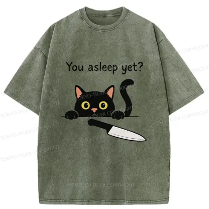 Tokyo-Tiger Cat With Murderous Intent Washed T-Shirt