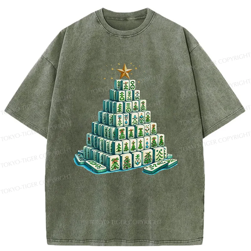 Tokyo-Tiger Christmas Mahjong Washed T-Shirt