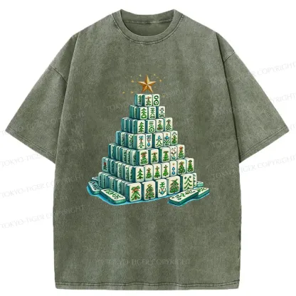 Tokyo-Tiger Christmas Mahjong Washed T-Shirt