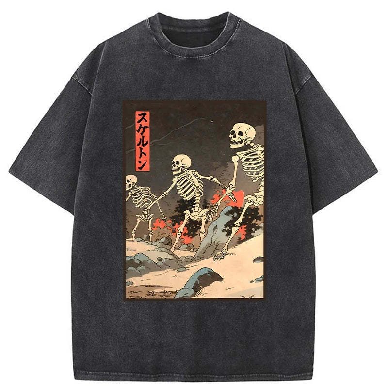 Tokyo-Tiger Japanese Rising Skeletons Washed T-Shirt