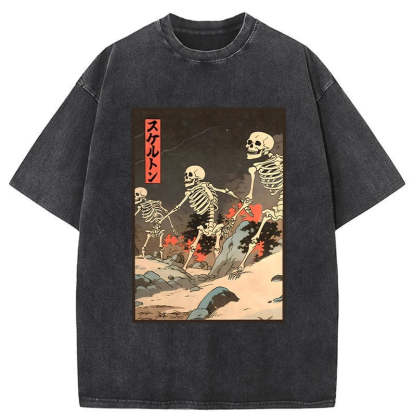 Tokyo-Tiger Japanese Rising Skeletons Washed T-Shirt