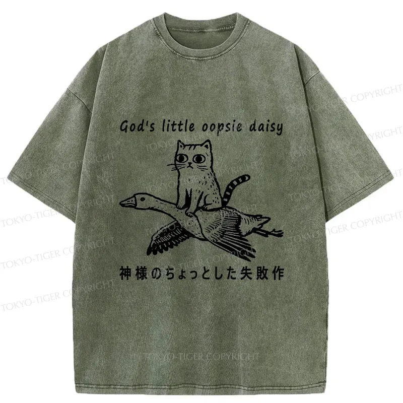 Tokyo-Tiger Little Oopsie Daisy Cat Washed T-Shirt