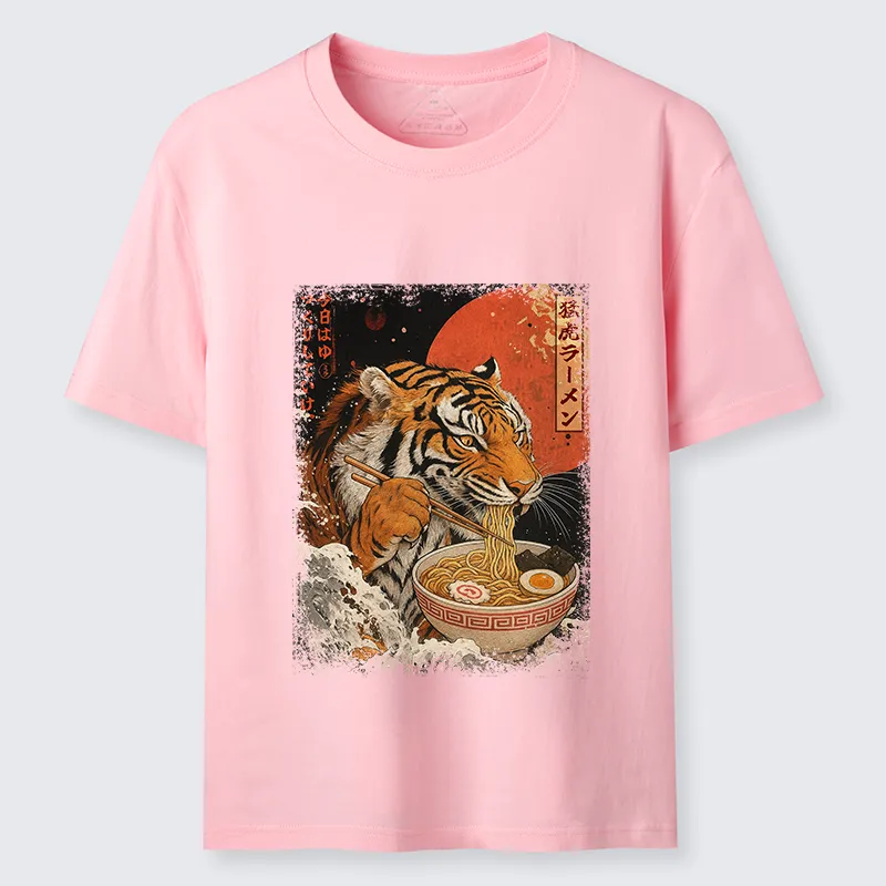 Tokyo-Tiger Ukiyoe Japan Tiger Eating Ramen Classic T-Shirt