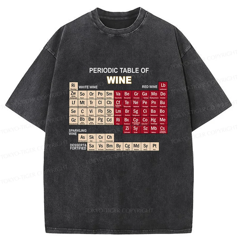 Tokyo-Tiger Table of Elements of Wine Washed T-Shirt