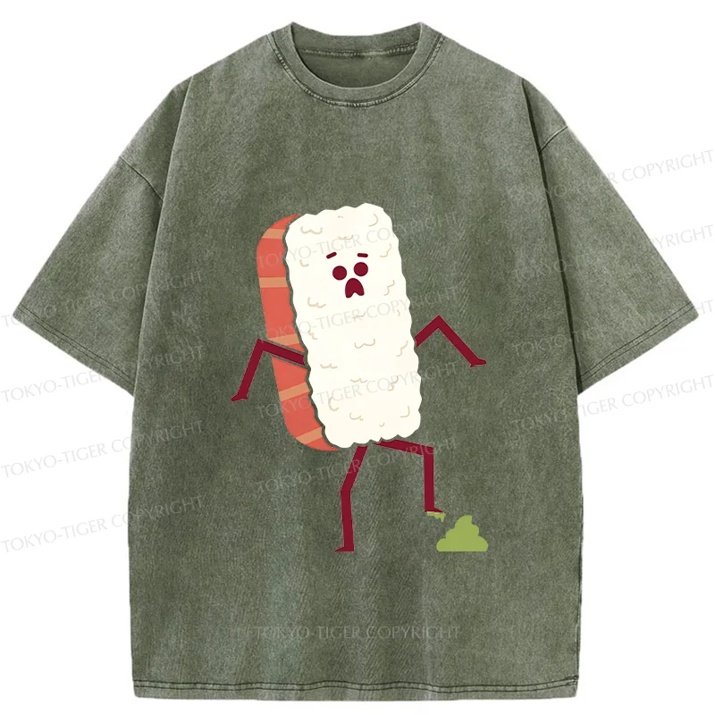 Tokyo-Tiger Sushi Stepped On Wasabi Washed T-Shirt
