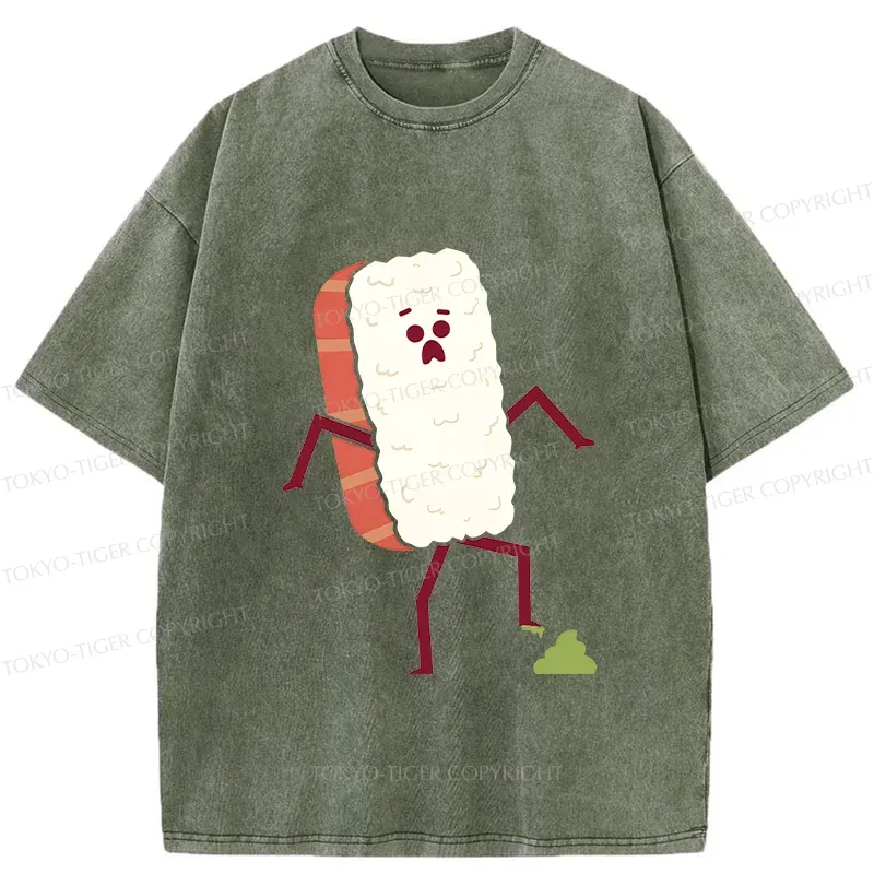 Tokyo-Tiger Sushi Stepped On Wasabi Washed T-Shirt Sale