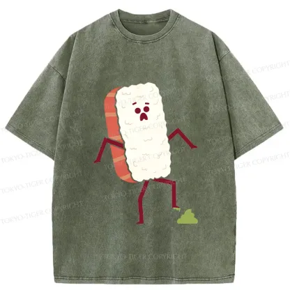 Tokyo-Tiger Sushi Stepped On Wasabi Washed T-Shirt