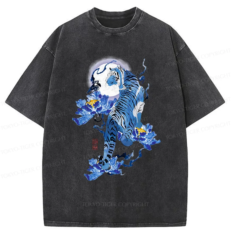 Tokyo-Tiger Japan Blue Tiger Washed T-Shirt