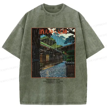 Tokyo-Tiger Courtyard In The Rain Washed T-Shirt