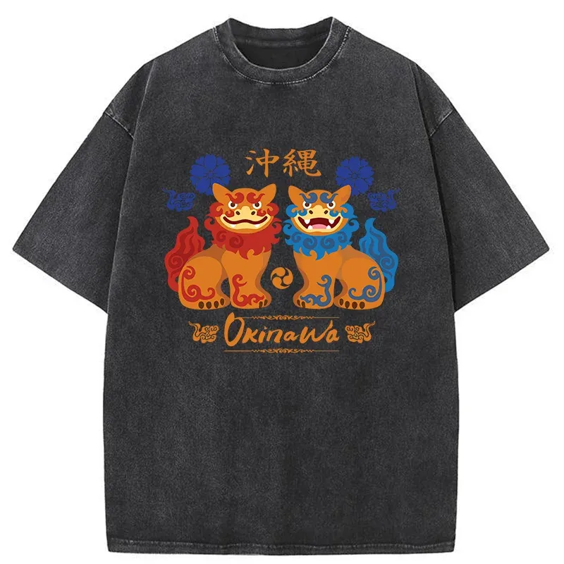 Tokyo-Tiger Okinawa Characteristic Stone Lion Washed T-Shirt