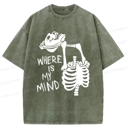 Tokyo-Tiger Confused And Angry Skeleton Washed T-Shirt