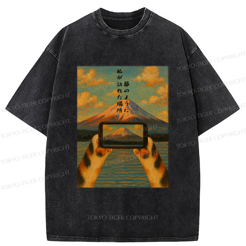 Tokyo-Tiger The Little Cat Photographer Washed T-Shirt