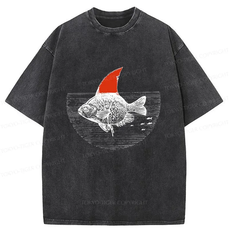 Tokyo-Tiger Shark In The Fish Tank Washed T-Shirt