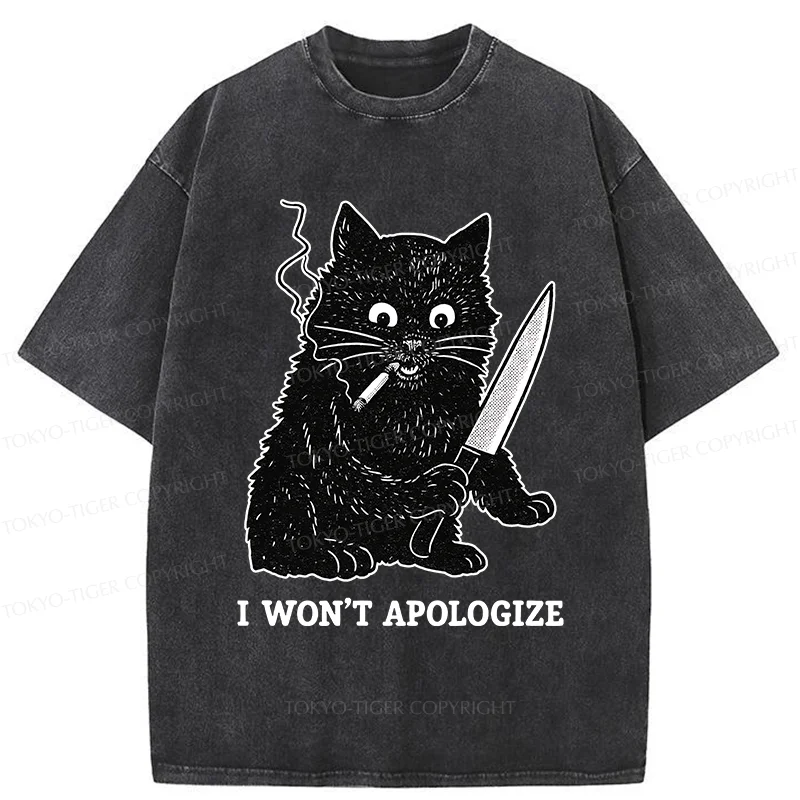 Tokyo-Tiger Cat Don't Apologize Washed T-Shirt