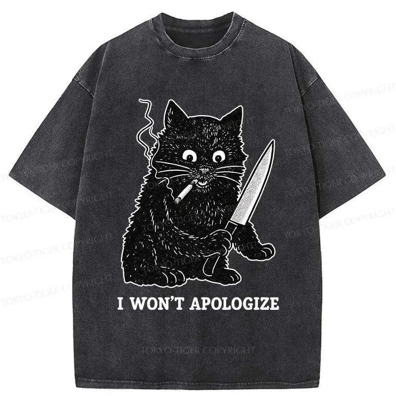 Tokyo-Tiger Cat Don't Apologize Washed T-Shirt