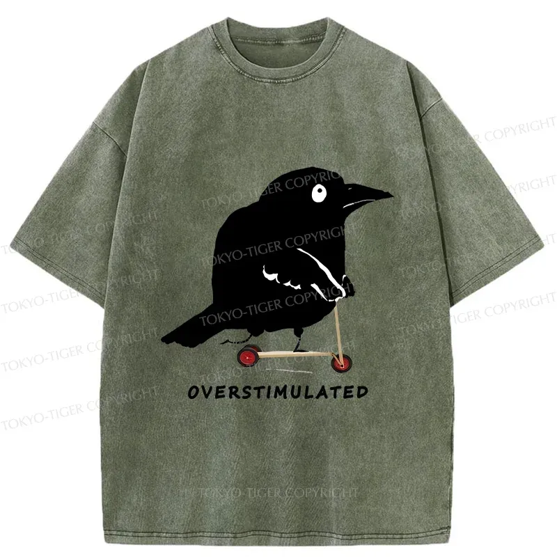 Tokyo-Tiger Bird Are Overstimulated Washed T-Shirt
